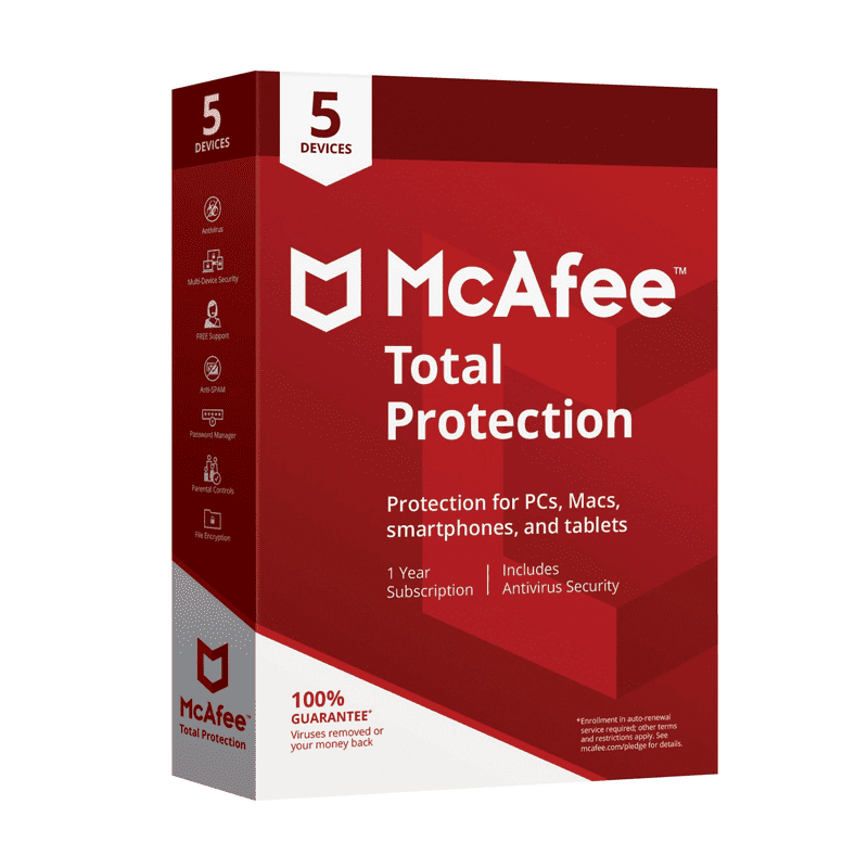 McAfee Total Protection 5 Dispositivos por 1 año